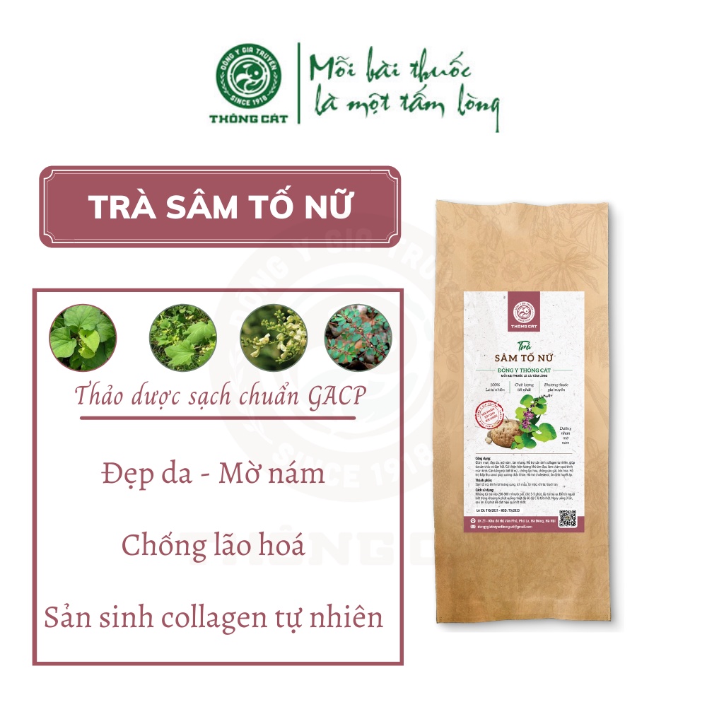 Trà thảo mộc sâm tố nữ cân bằng nội tiết tố nữ, giảm mụn, mờ nám tàn nhang, chống lão hóa - Thảo dược túi lọc Thông Cát