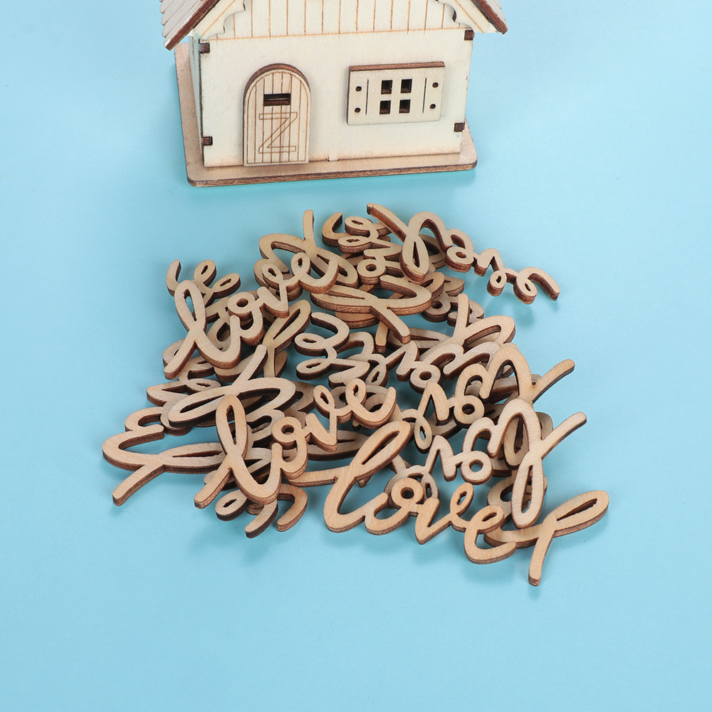 Bộ 18 Miếng Gỗ In Chữ Love Dễ Thương DIY 55mm Trang Trí Bàn Tiệc Cưới