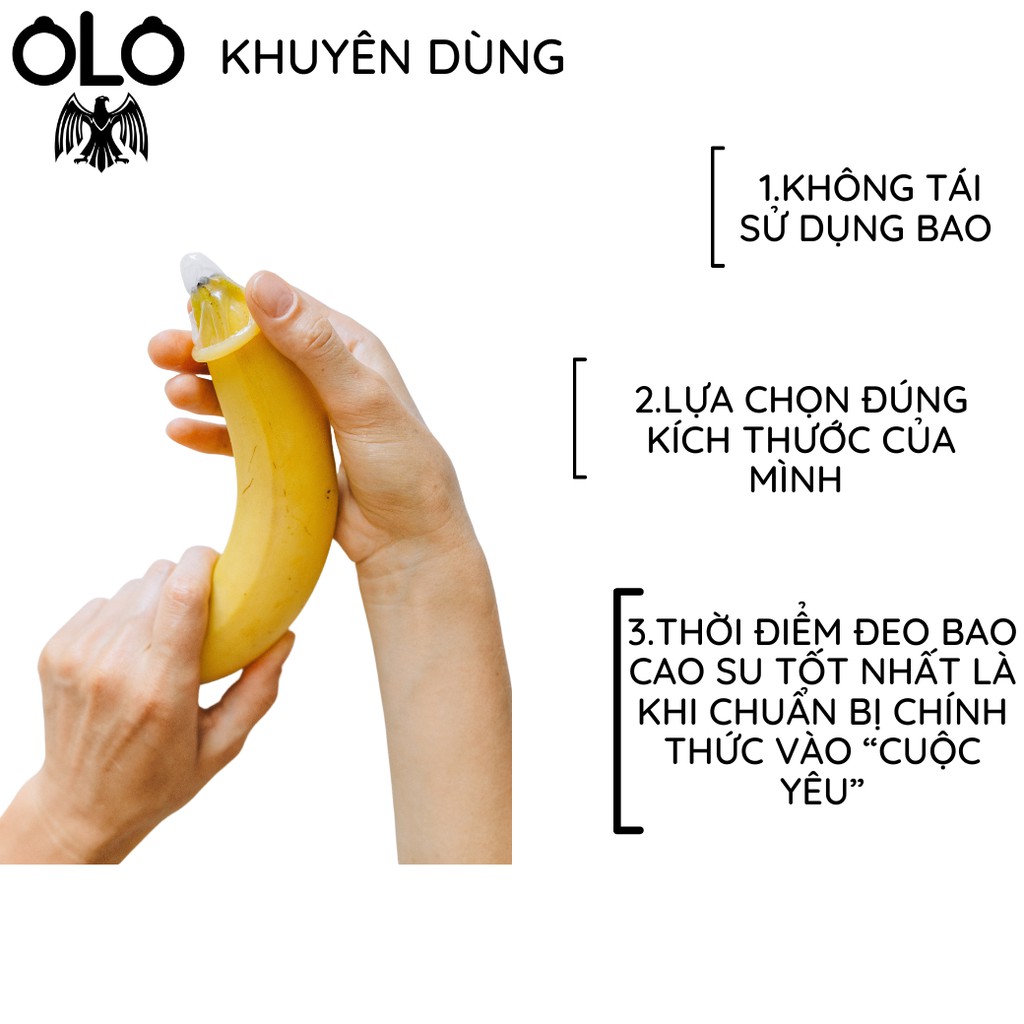 Bao cao su OLO Oral 3 bao/hộp thêm Gel bôi trơn tinh dầu bạc hà siêu mỏng kéo dài thời gian chống tuột