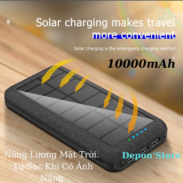 {Lỗi 1 Đỗi 1} Sạc Dự Phòng,Sạc Năng Lượng Mặt Trời,Sạc Đa Năng Solar Power Bank ,Tự Nạp Pin Khi Có Ánh Sáng