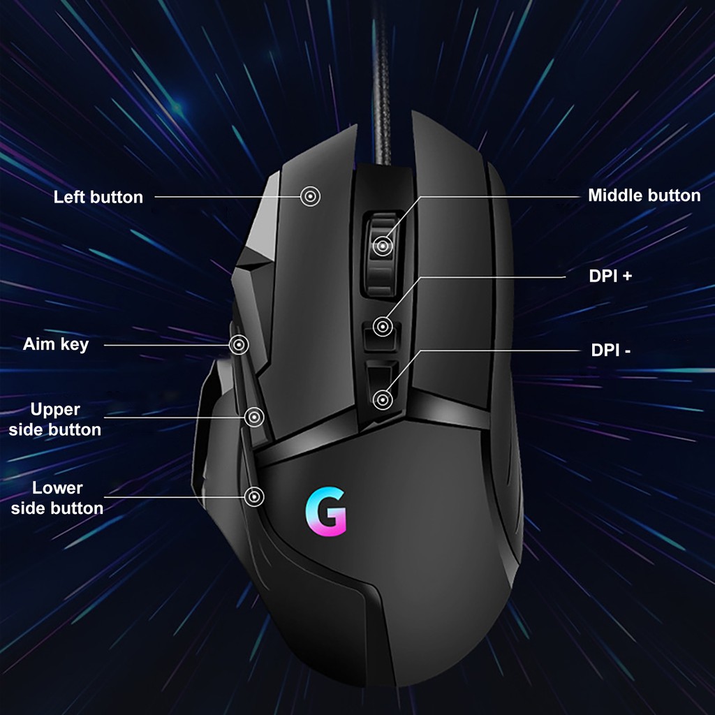 Chuột Chơi Game 8 Nút Có Dây G502 Rgb 7200dpi