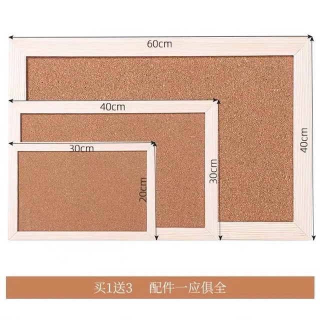 Bảng ghim gỗ bần khung gỗ ghim tranh ảnh, ghi chú, decor phòng đáng yêu kèm bộ phụ kiện đầy đu