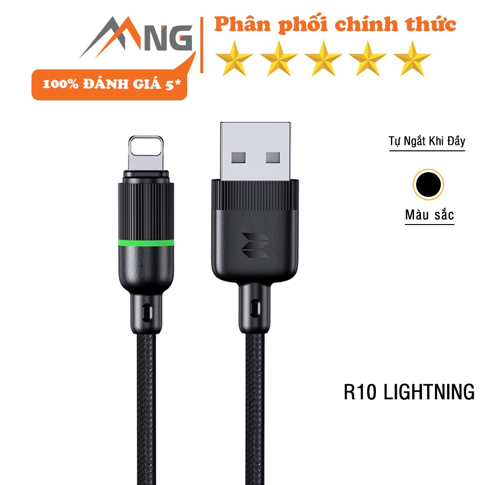 Cáp sạc iphone chính hãng Rockspace tự ngắt R10 dây dù chống rối - Hàng chính hãng bảo hành 12 tháng 1 đổi 1