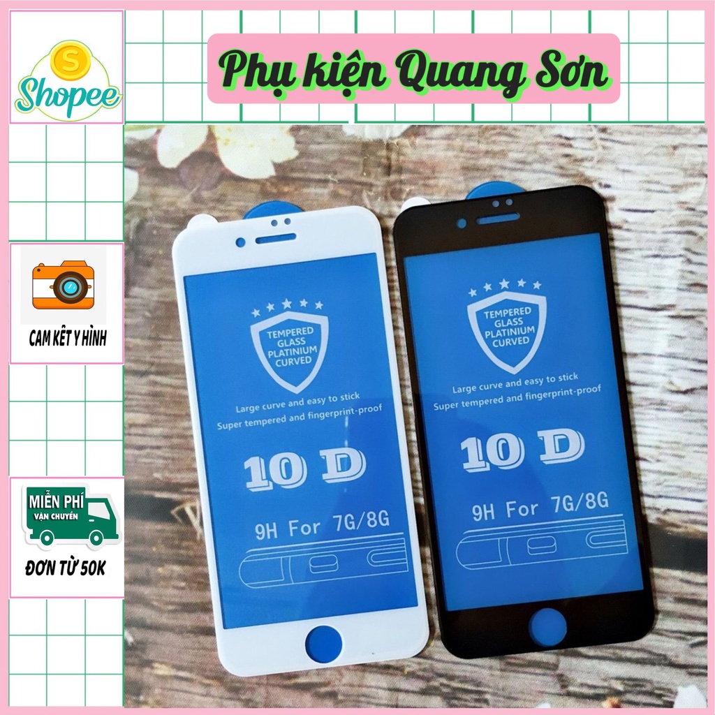 Kính Cường Lực Iphone Full Màn 10D - Cường Lực Iphone (Tặng khách giấy lau Khô - Ướt)