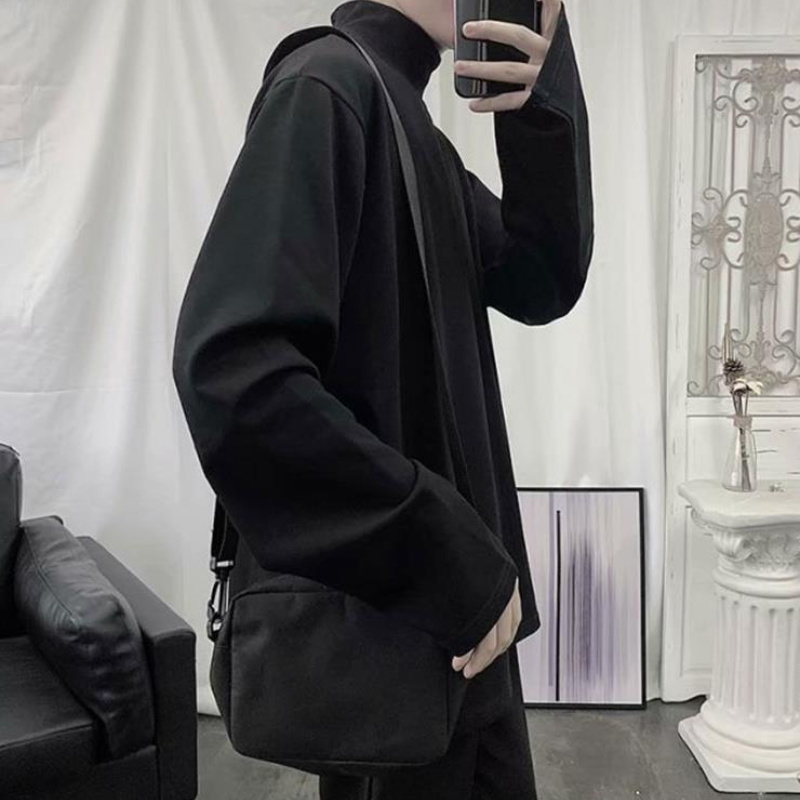 Áo Thun Tay Dài Cổ Cao Màu Sắc Đơn Giản Phong Cách Hàn Quốc Cho Nam Size M-3Xl