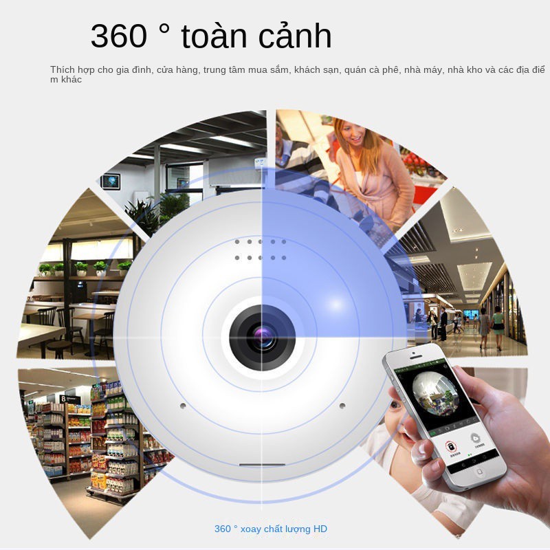 Bóng đèn 360 độ nhìn toàn cảnh ban đêm nét cao thông minh mạng wifi không dây camera giám sát điện thoại di độn