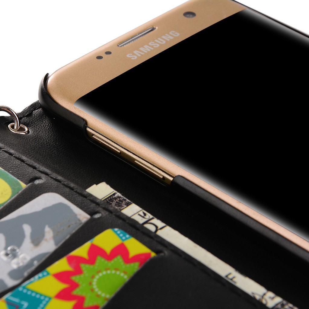 Bao da điện thoại Samsung galaxy S6 S7 edge S8 S9 plus dạng ví hoa cầm tay thời trang cho nữ
