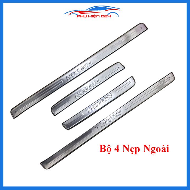 Ốp bậc cửa, nẹp bước chân Triton 2015-2016-2017-2018-2019-2020-2021 INOX chống trầy bảo vệ xe