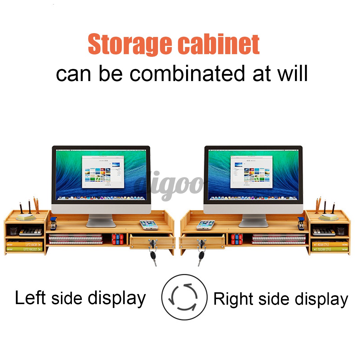 Kệ Gỗ Để Bàn Có Màn Hình Lcd