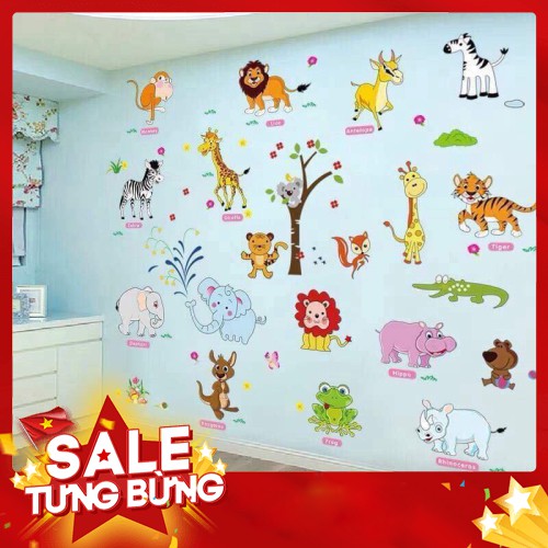 Decal dán tường Vườn thú tiếng anh số 4 - Hàng nhập khẩu