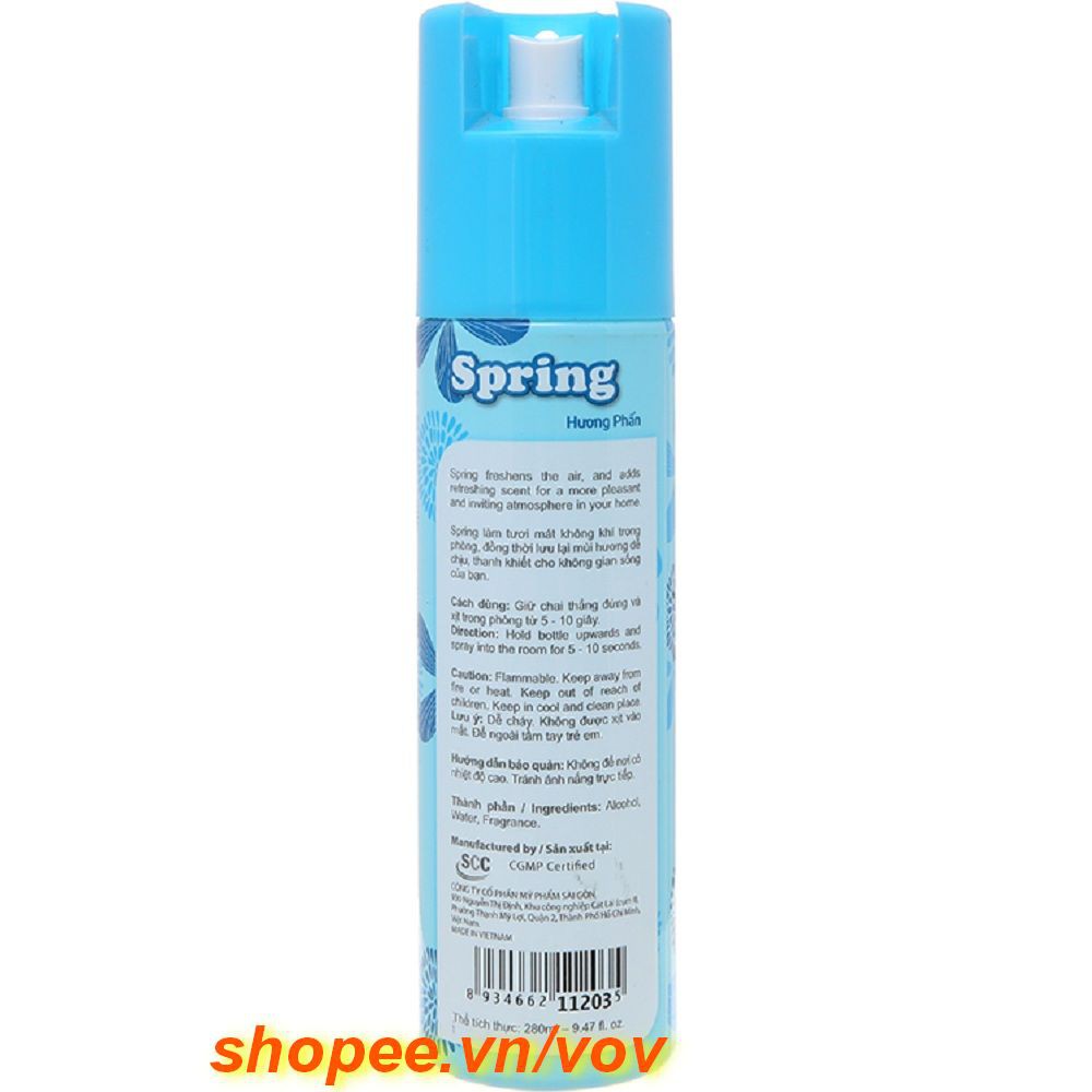 Xịt Phòng 280ml Spring Hương Phấn, vov Cam Kết Chỉ Cung Cấp Hàng Chính Hãng.
