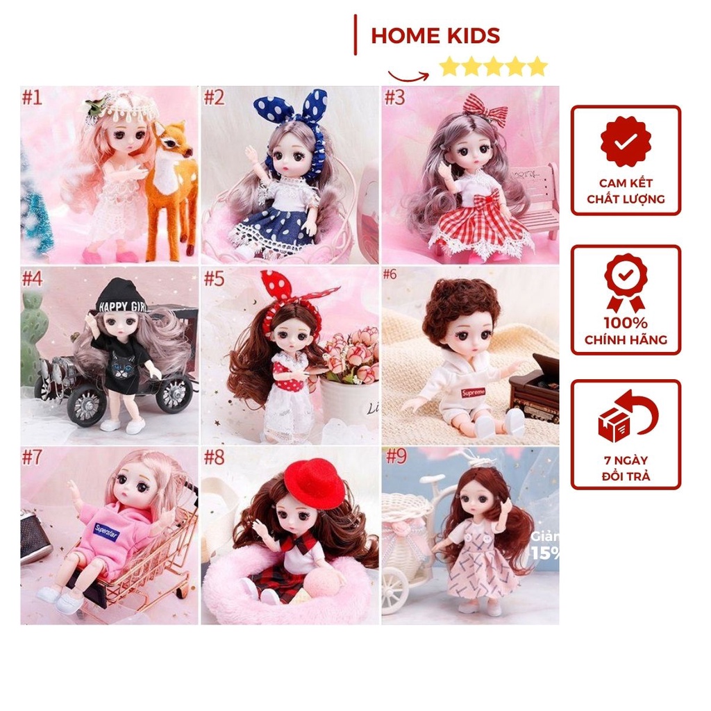 Búp bê công chúa tóc dài 3D Làm từ chất liệu nhựa, bền bỉ và dễ làm sạch