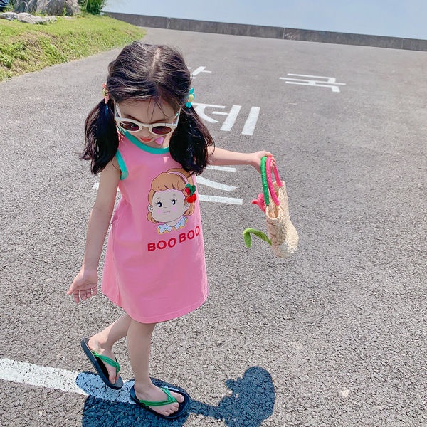 Đầm Sát Nách In Họa Tiết Hoạt Hình Đáng Yêu Thời Trang Hè 2023 Cho Bé Gái