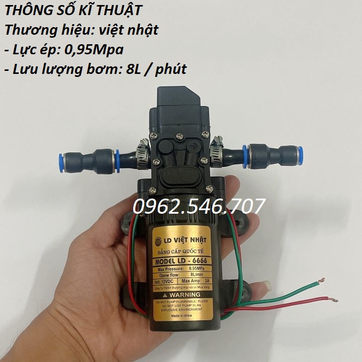 Máy Bơm Nước Mini Tăng Áp Kèm Nguồn Adaptor 12V Rửa Xe, Phun Sương Tưới Lan | máy bơm nước 12v kèm nguồn cực khoẻ