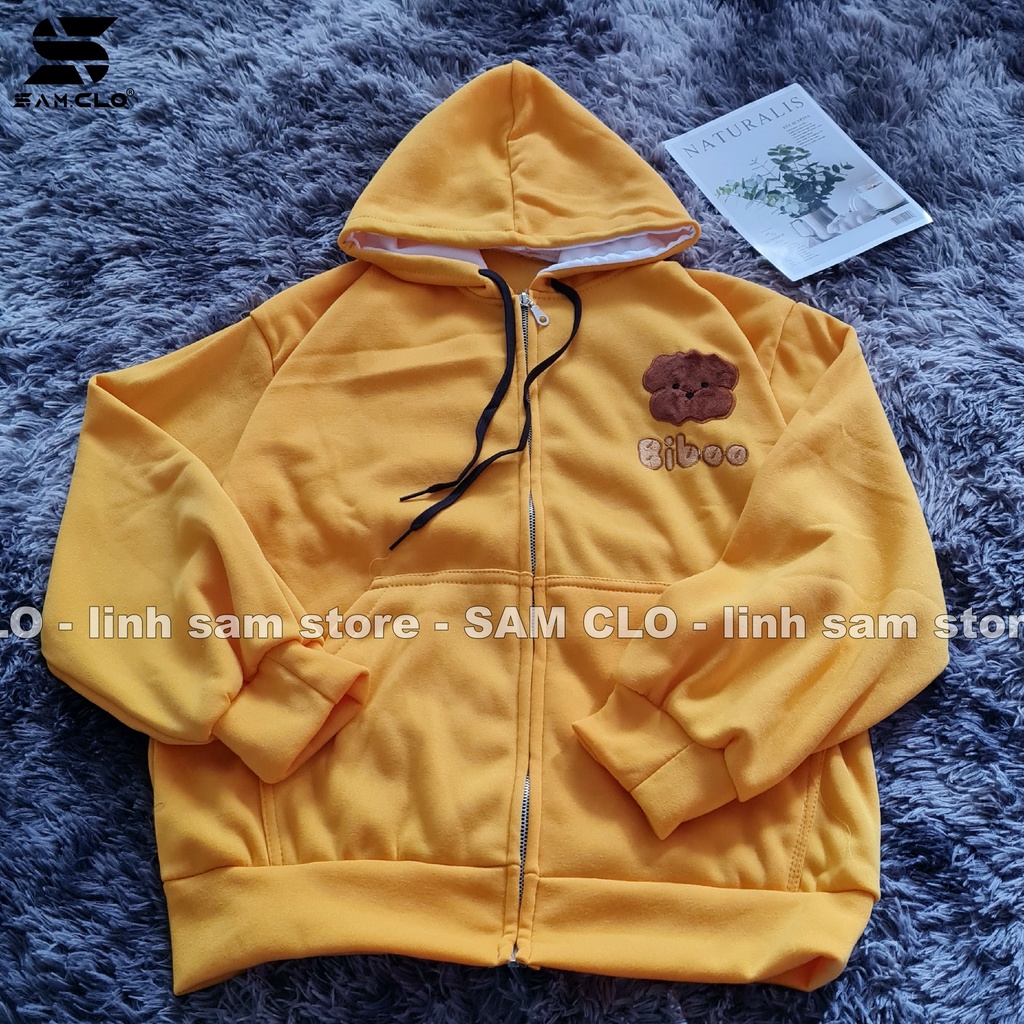 Áo khoác nỉ SAM CLO có mũ - ÁO HOODIE khóa kéo freesize nữ dáng unisex mặc nhóm, cặp - couple thêu hình GẤU BIBOO | BigBuy360 - bigbuy360.vn