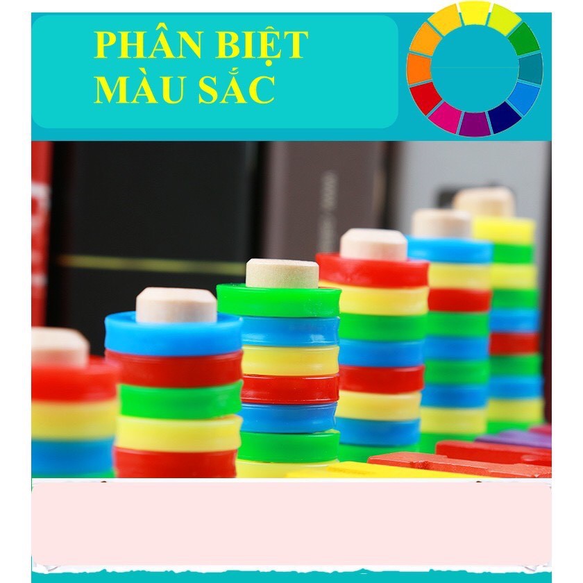 [Size lớn] Bảng gỗ Montessori đa năng, Bảng chữ cái tiếng Anh, bảng số đếm, cột tính, phân biệt màu sắc, thả cọc luyện k