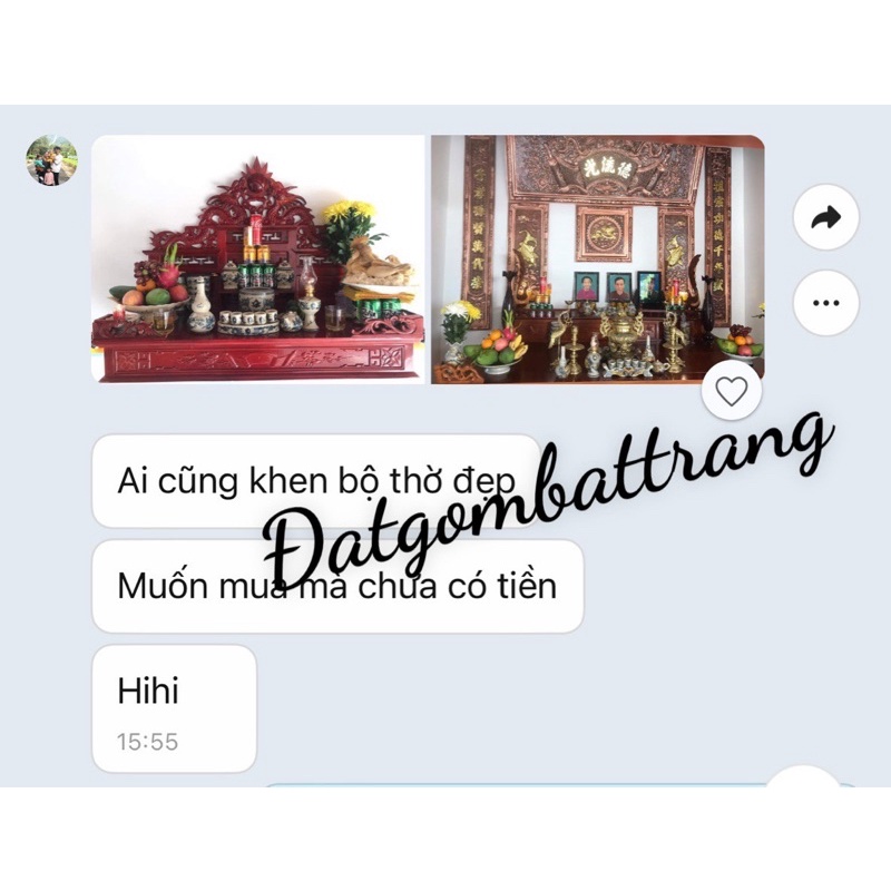 Đồ Thờ Cúng - Bộ thờ cúng men rạn đắp nổi gốm sứ Bát Tràng