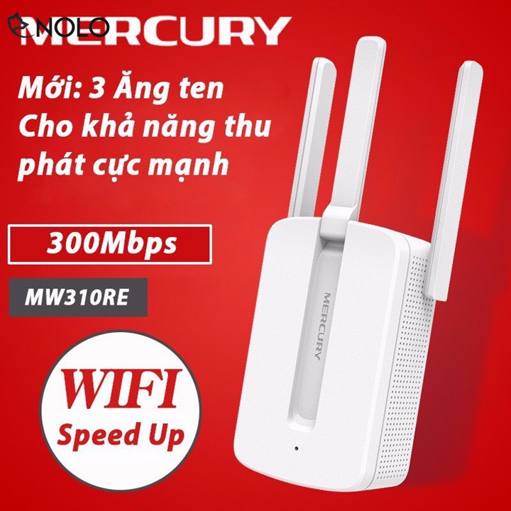 Bộ Kích Sóng Tăng Phạm Vi Sử Dụng Wifi 3 Anten Mercury 300Mps Model MW310RE