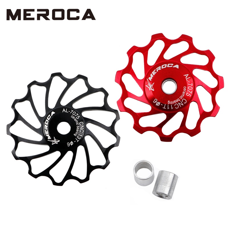 MEROCA Ròng Rọc Gốm Cho Xe Đạp 11T/13T Cùi Đề Sau Xe Đạp Đường Trường Vòng Bi Gốm Hợp Kim Nhôm 7075 Ròng Rọc Đua Xe Đạp Leo Núi Tốc Độ 7/8/9/10/11