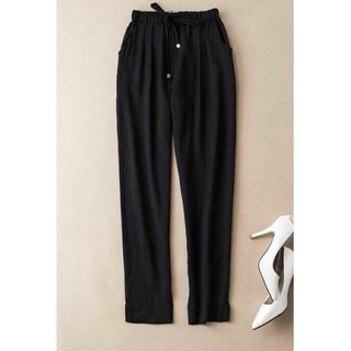 Quần baggy cạp chun chất đũi lụa