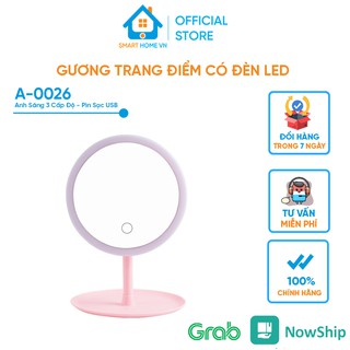 Gương trang điểm có đèn led ánh sáng 3 cấp độ, Gương trang điểm pin sạc USB, Bảo hành 1-1