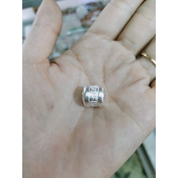 Lu thống bạc ta nguyên chất khắc chú Ommani chú đại bi bình an may mắn 10*12mm