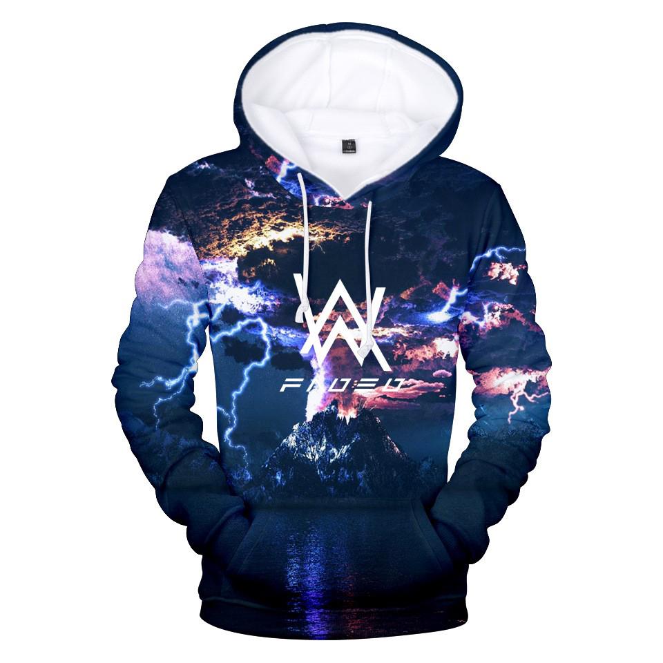 Áo Thun Mũ Trùm Hoodie In Hình 3D Alan Walker