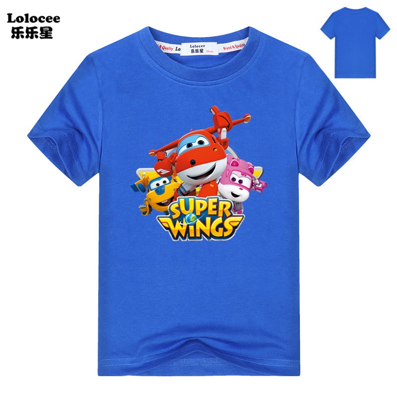 Áo thun tay ngắn hoạt hình Super Wings cho bé trai