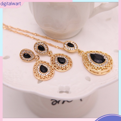 Bộ trang sức bông tai đá kim cương giả hình giọt nước cho nữ