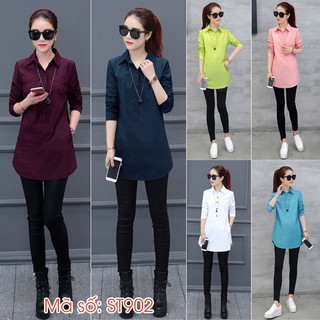 Set nguyên bộ sơ mi form dài quần dài