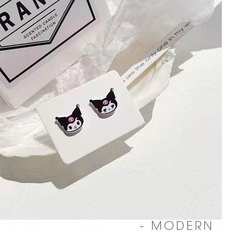 Cute Kuromi Little Devil Ear Clip Without Ear Holes Female Ins Fashion New Plastic Ear Studs Niche Design Sense