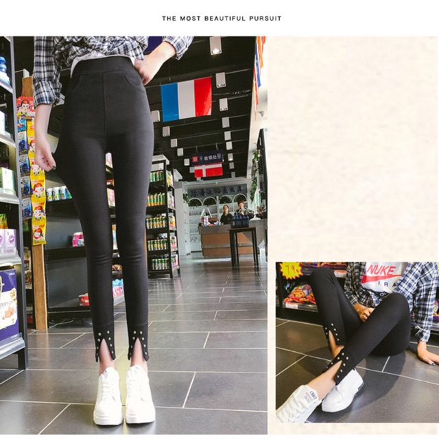 Quần kaki skinny thun size ngoại cỡ ống phối đinh size 60-90kg
