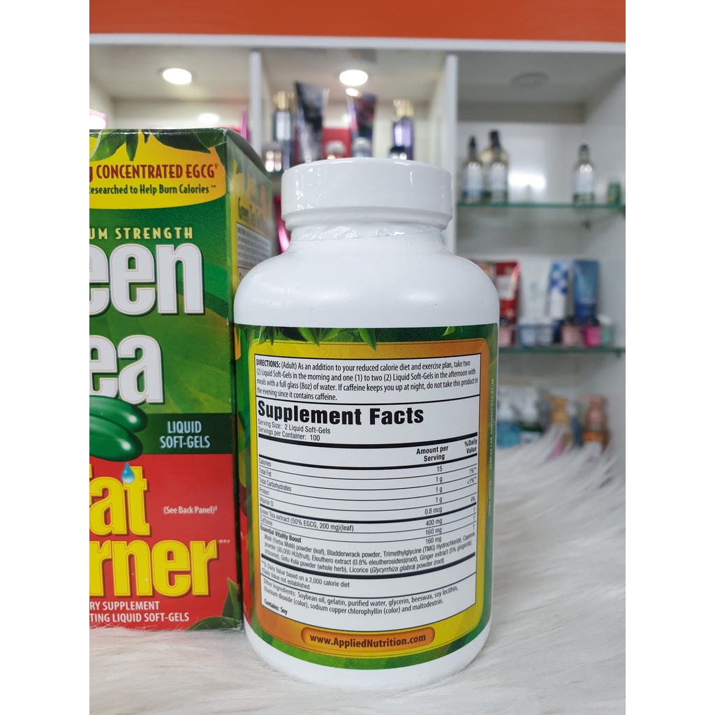 Viên uống hỗ trợ giảm cân trà xanh Green Tea Fat Burner 400mg 200 viên của Mỹ