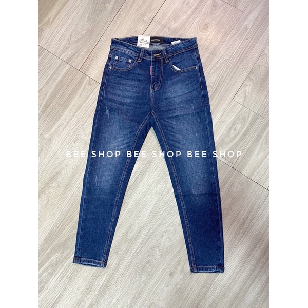 Quần bò nam LV trơn dáng basic - Quần jean nam - Quần bò ống côn - Bee Shop