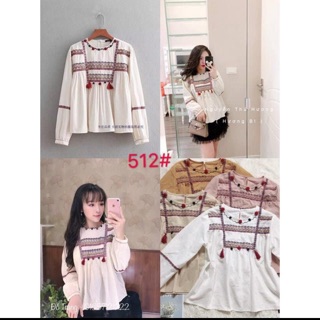 Áo baby doll thổ cẩm thêu Có Ảnh Thật