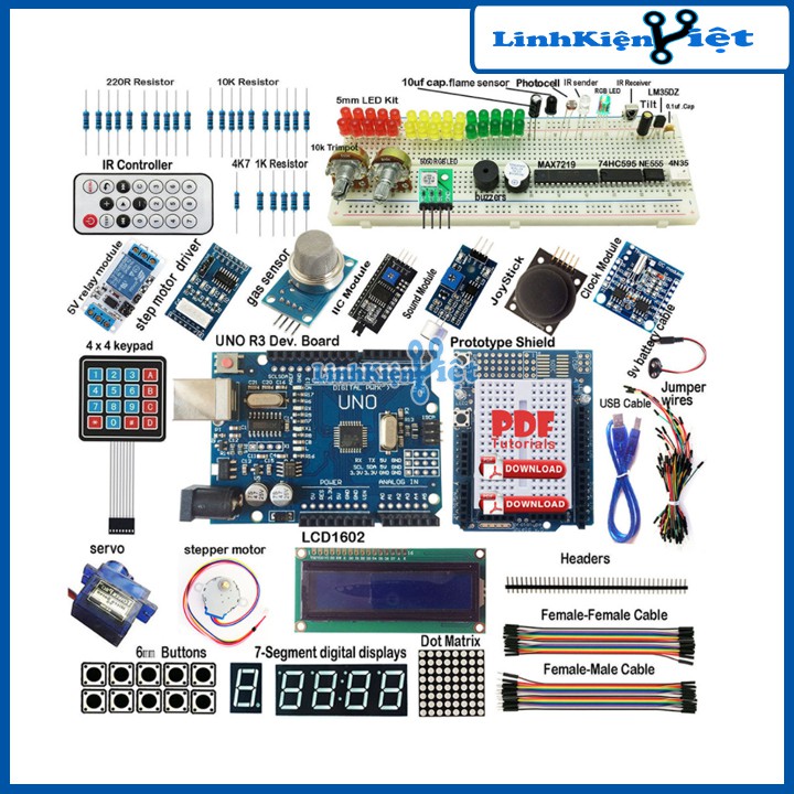 Combo Bộ Kít Arduino Uno R3 Full V3 -2020 (BH 06 Tháng)