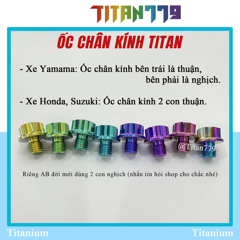 (41) Ốc CHÂN KÍNH, CHÂN GƯƠNG Titan Gr5 XỊN 10li10 10li đầu SALAYA, đầu dù, cho Exiter Winner Wave Dream Sirius Satria