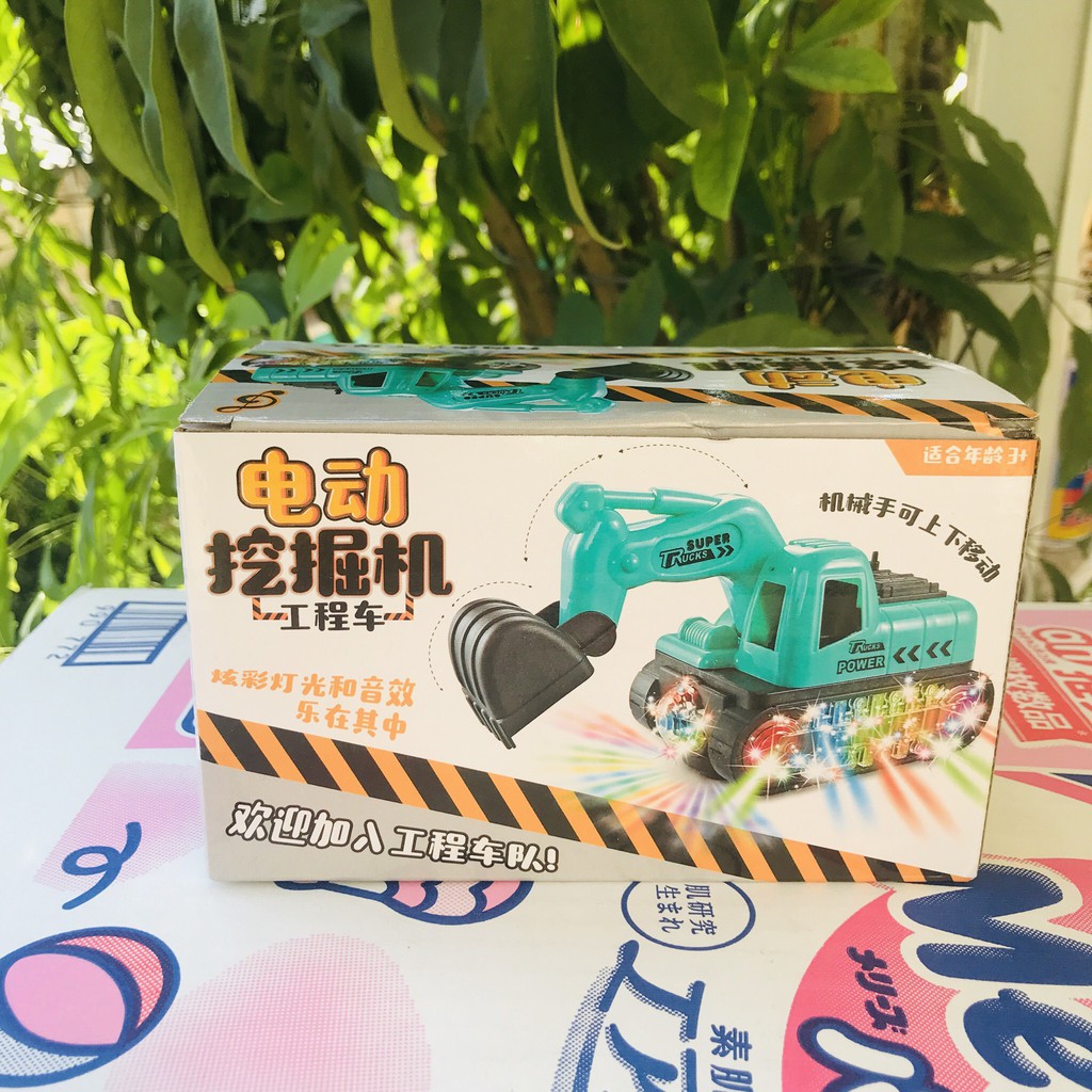 Xe máy xúc, xe công trình có nhạc và đèn cho bé