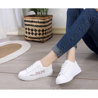 Giày sneaker đế bằng sticker Meow