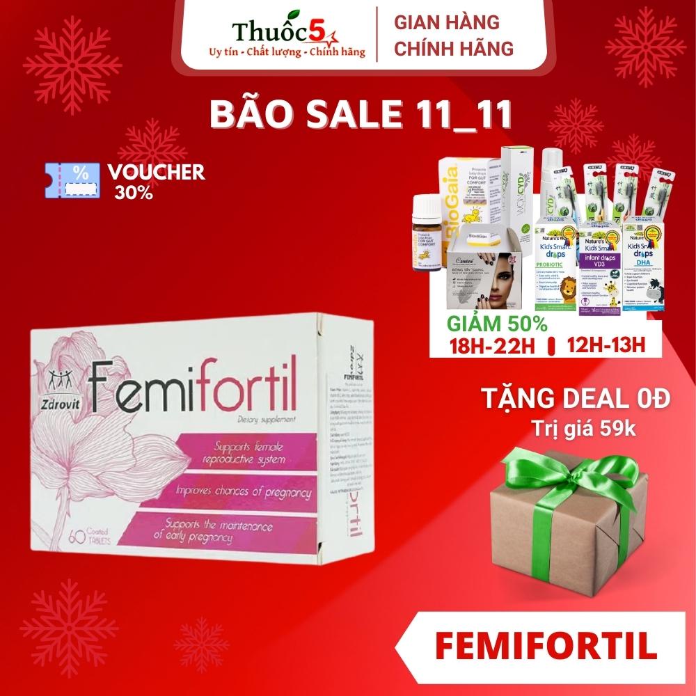 [GIÁ GỐC] Femifortil tăng khả năng hấp thụ thai, bảo vệ thai nhi hộp 4 vỉ x 15 viên
