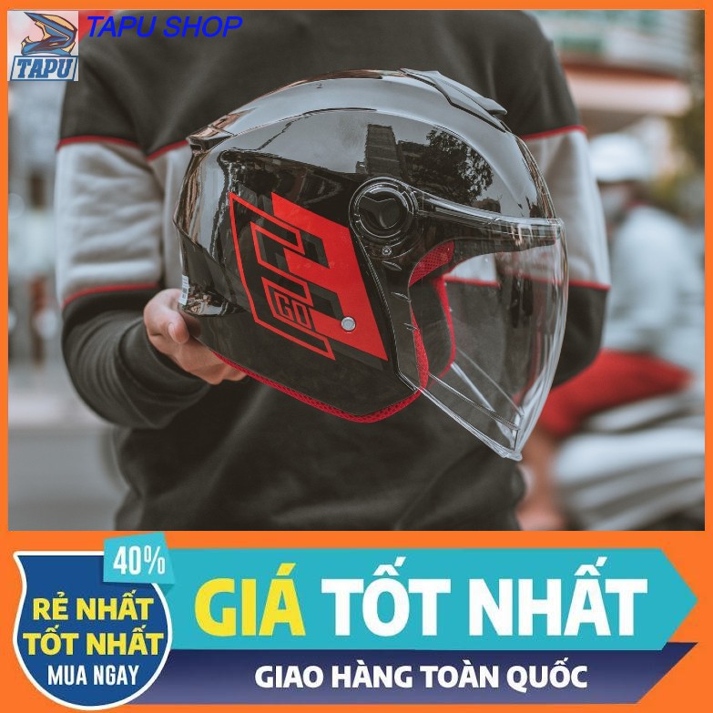 [CHÍNH HÃNG] MŨ BẢO HIỂM 3/4 EGO E3 TEM ĐEN ĐỎ