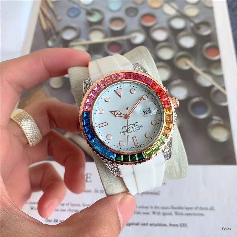 Đồng hồ Nam RL mặt tròn đính đá sang trọng máy Pin cao cấp 2021