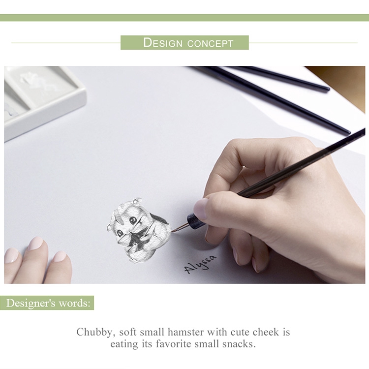 Hạt phụ kiện Bamoer hình chuột hamster dễ thương trang trí vòng tay