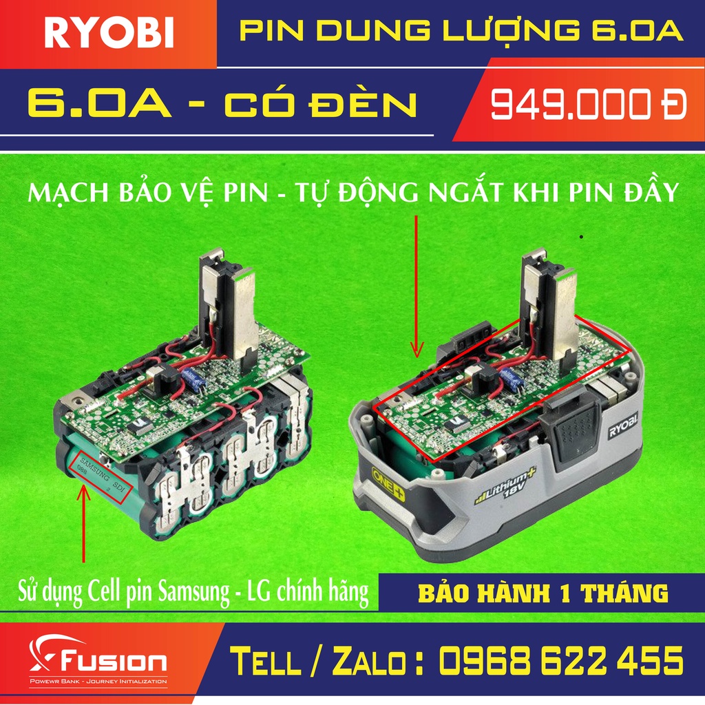 Pin ryobi 6.0