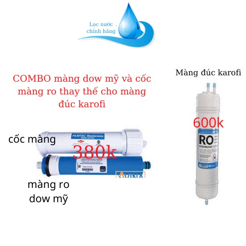 COMBO Cốc màng và màng ro dow { Chính hãng }- Thay thế cho màng ro đúc của karofi- lắp đặt thay thế dễ dàng