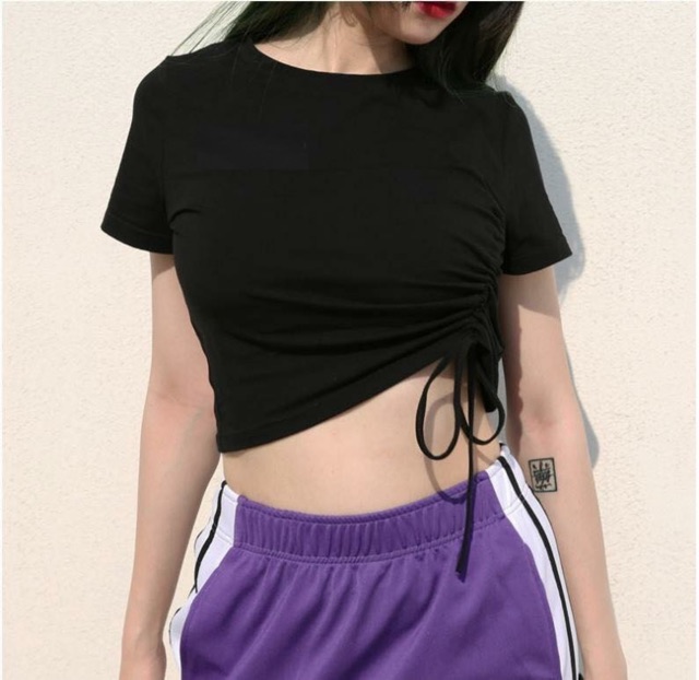 Croptop Tập Gym Rút Eo Xéo Cực Xinh Hot Trend