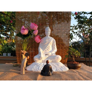 Tôn tượng đức phật Thích Ca tọa bệ rơm 55cm.