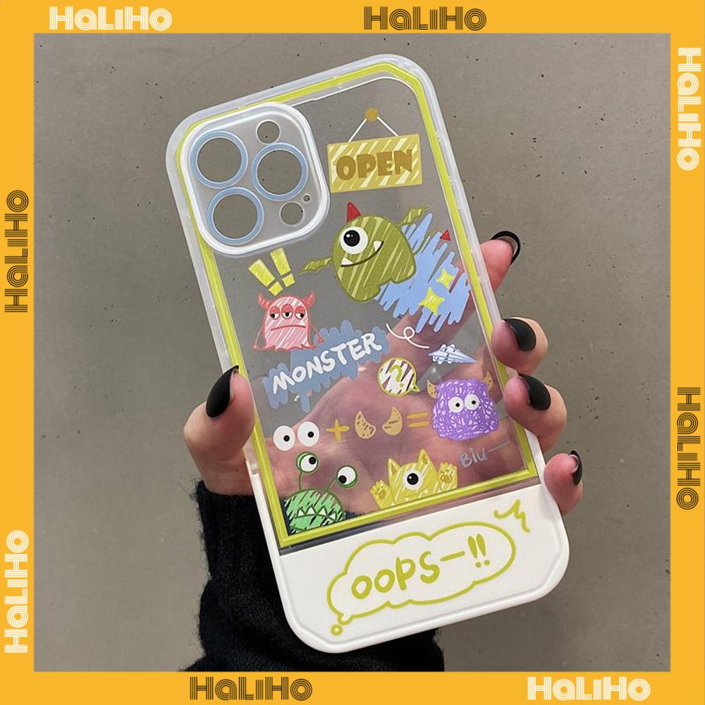 iPhone Case Silicone Soft Case Clear Case Folding Stand Airbag Shockproof Protection Camera Cartoon Cute Monster Zoo Compatible For iPhone 11 13 Pro Max 12 Pro Max 7Plus xr