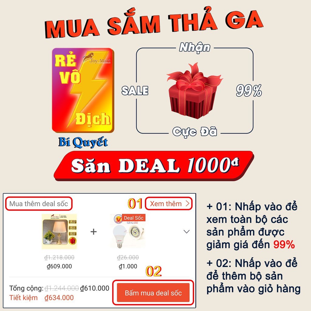 Đèn Cây Tân Cổ Điển ❤ JOYMART ❤ Đèn Đứng Trang Trí Phòng Ngủ Chao Vải Lụa Cao Cấp Tặng Kèm Bóng LED MB9995
