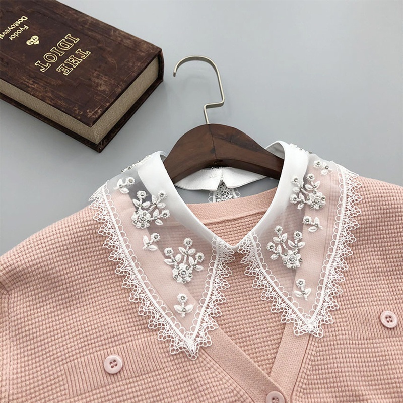 Cổ Áo Rời Giả Hai Lớp Họa Tiết Hoa Thời Trang Hàn Quốc Cho Nữ